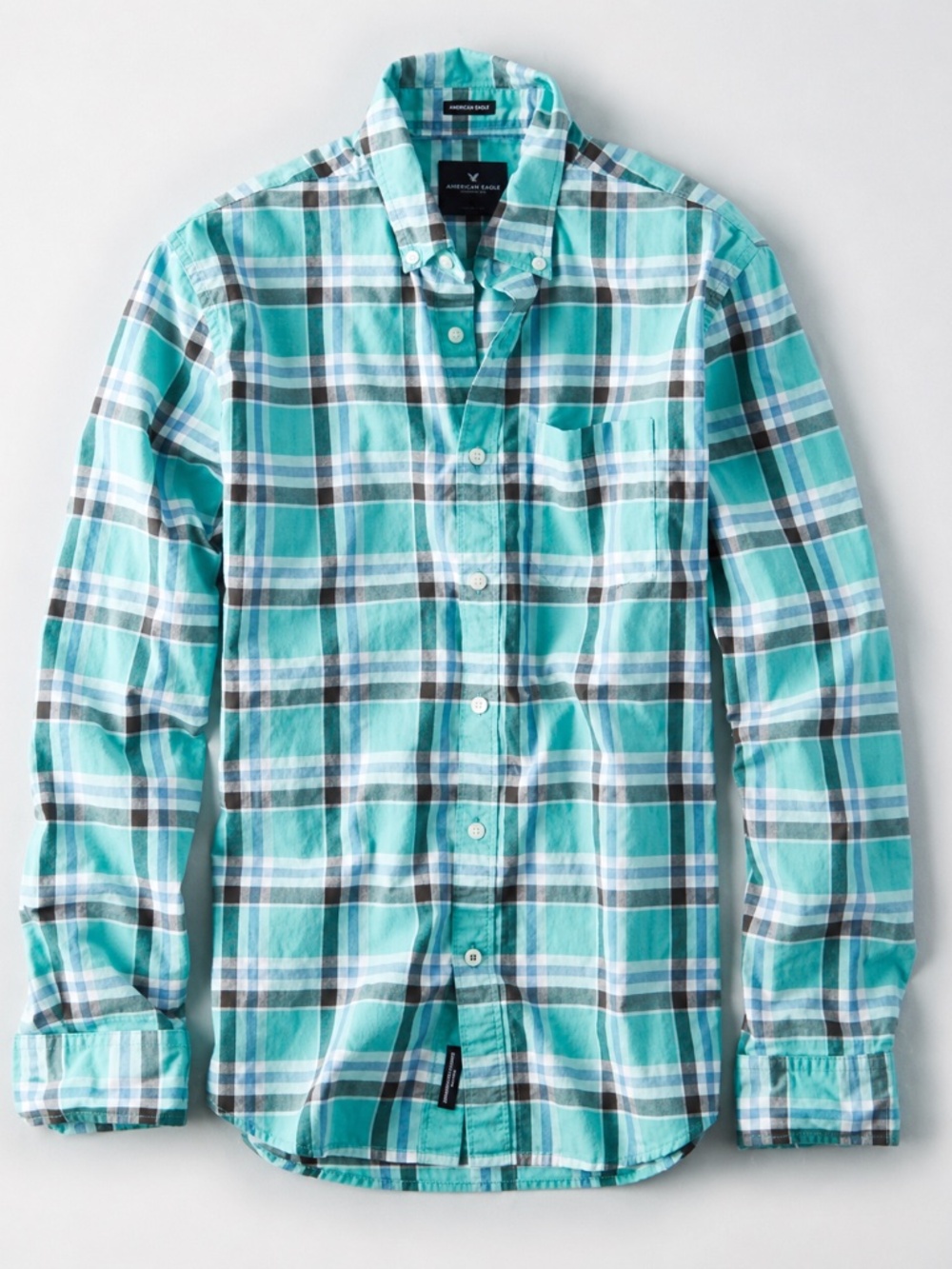 American Eagle Outfitters Seriously Soft Classic Plaid Poplin Button Down Oxford